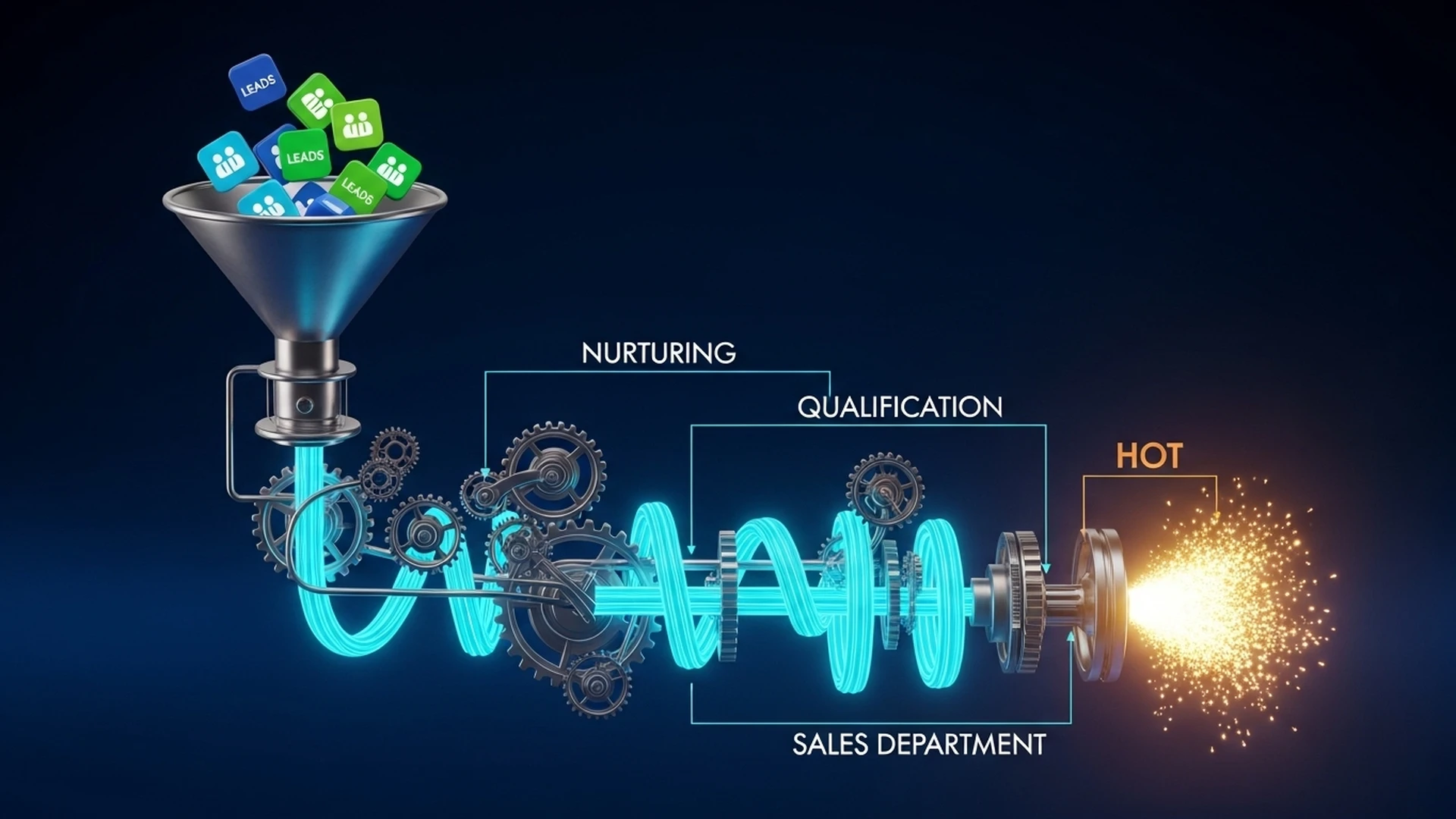 Uma máquina de marketing que recebe leads e os nutre automaticamente através de um fluxo inteligente.