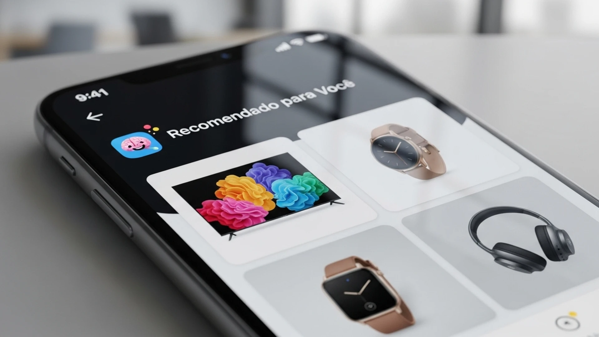 Tela de um e-commerce mostrando uma seção de 'Recomendado para Você' com produtos personalizados por IA.